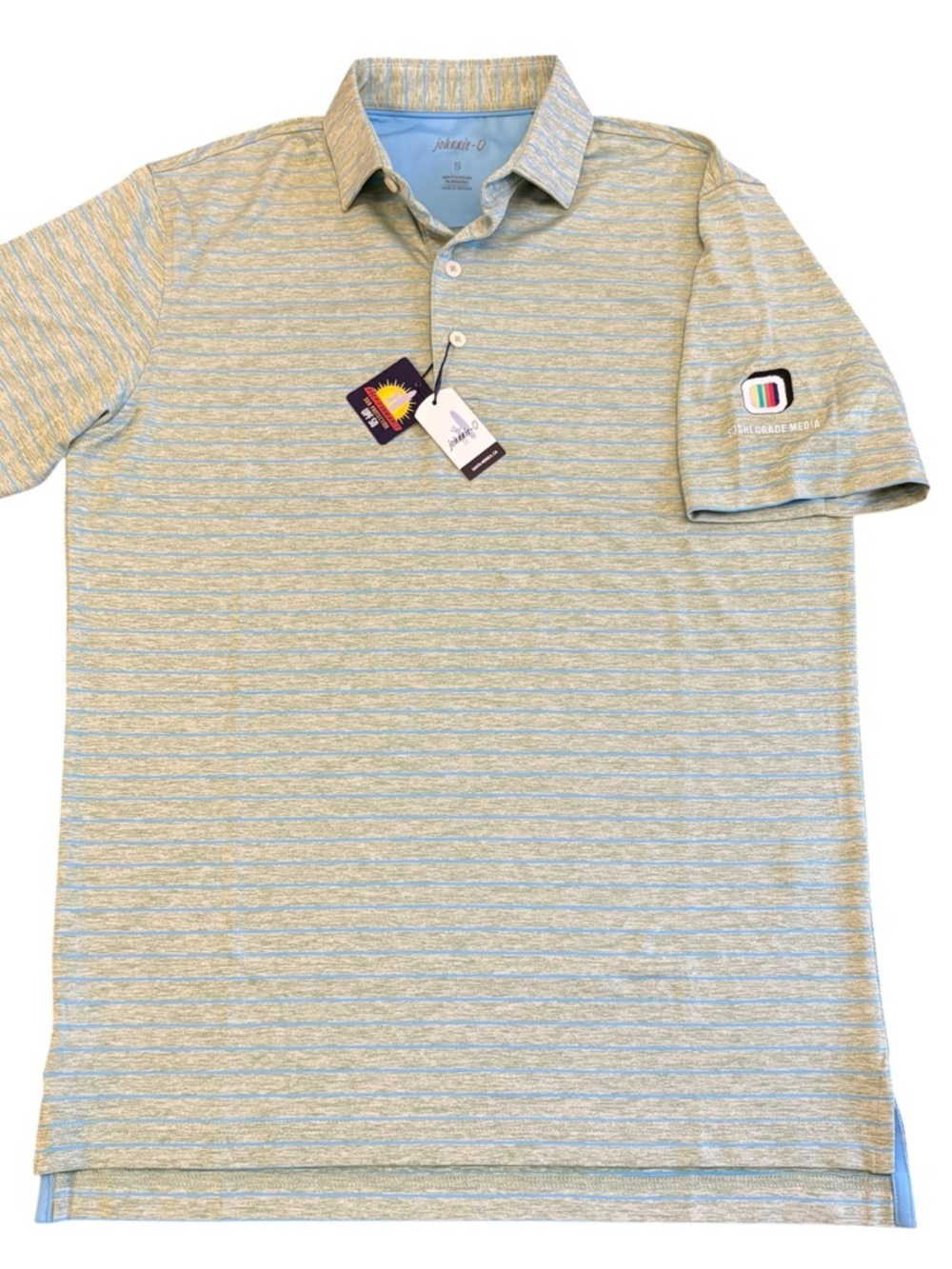 Johnnie-O Newton Polo Shirt Mens S Green Striped Stretch Golf JMPO4190